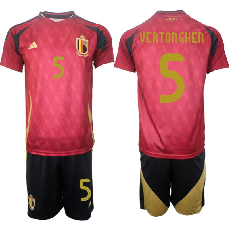 Men 2024-2025 Season Belgium home red 5 Soccer Jersey